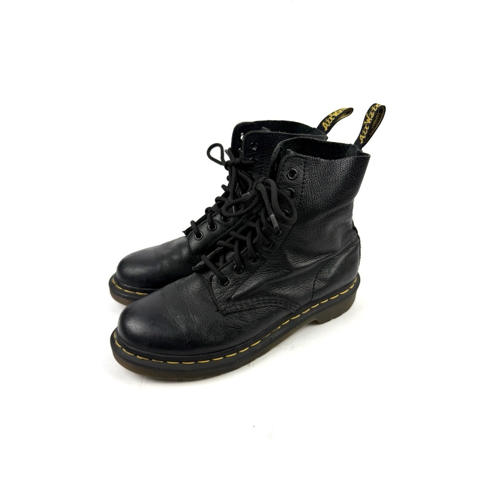 Dr. Martens Pascal Boots 7 Womens Black Soft Leather Lace Up Combat Bootie
